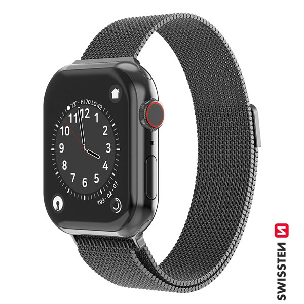 E-shop Swissten Milanese Loop remienok pre Apple Watch 42-44, čierna