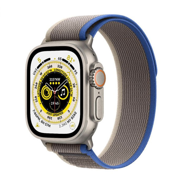 Apple Watch Ultra GPS + Cellular 49mm Titanium Case with modrá/kozmická sivá Trail Loop - M/L