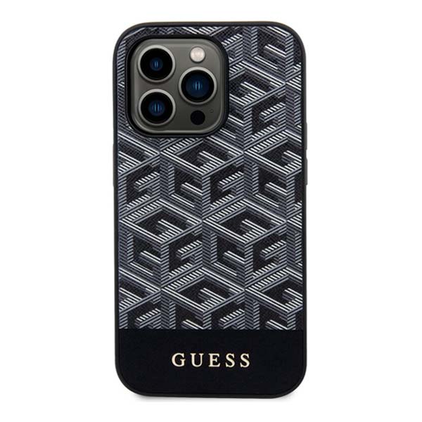 Zadný kryt Guess PU G Cube MagSafe pre iPhone 15 Pro, čierna