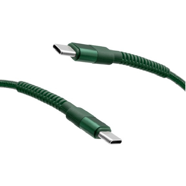 MobilNET Dátový a nabíjací pletený kábel USB-C/USB-C, 3A, 60W, 1m, zelený KAB-0254-TYP-TYPEC
