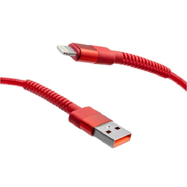 MobilNET Dátový a nabíjací pletený kábel USB/Lightning, 3A, 1m, červený KAB-0244-USB-LIGHT