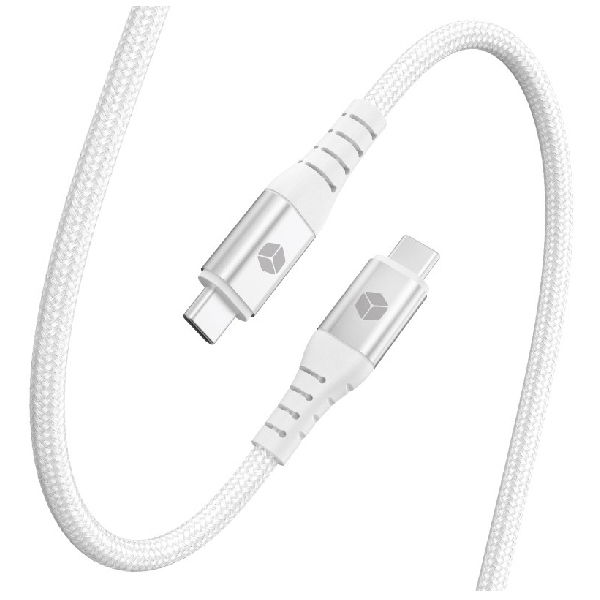 Sturdo Dátový a nabíjací textilný kábel USB-C/USB-C, 5A, 1m, biely KAB-0261-STU-C240W