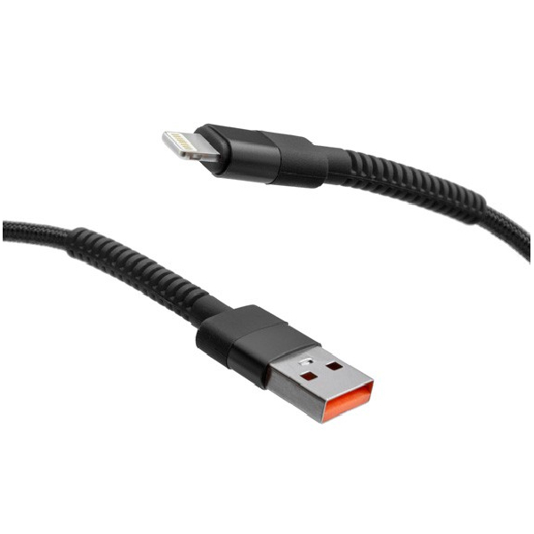 MobilNET Dátový a nabíjací pletený kábel USB/Lightning, 3A, 1m, čierny KAB-0236-USB-LIGHT