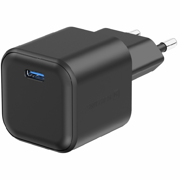 SWISTEN sieťový adaptér GaN 1x USB-C 20 W PD, čierny 22070110