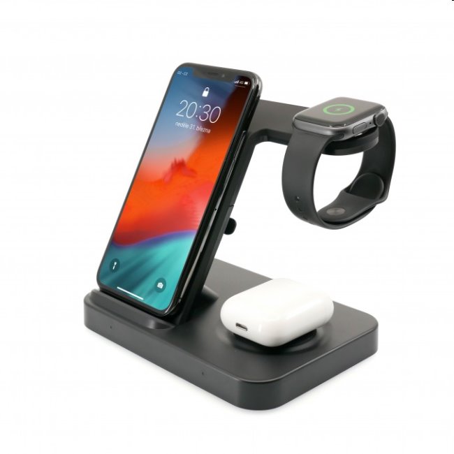 Fixed Powerstation with Wireless Charger 3in1, black, použitý, záruka 12 mesiacov FIXPOS-BK