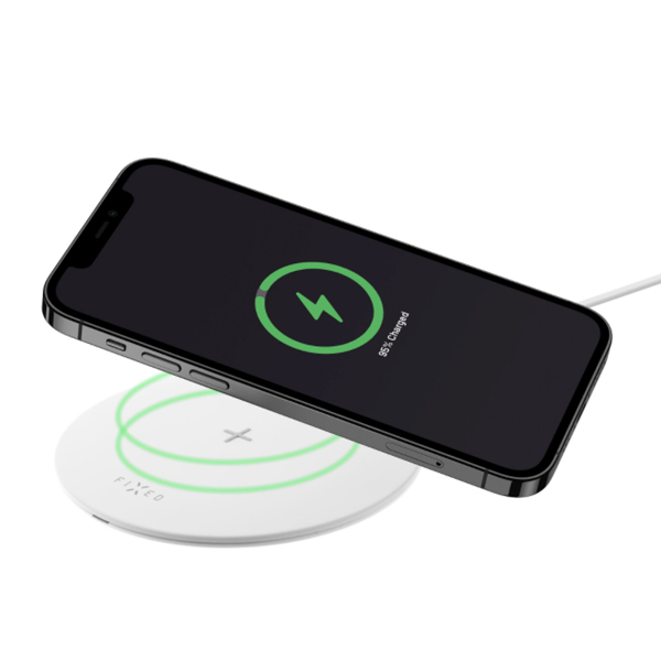 FIXED SlimPad fast wireless charging pad for smartphone, 15 W, white, použitý, záruka 12 mesiacov FIXSPAD-WH