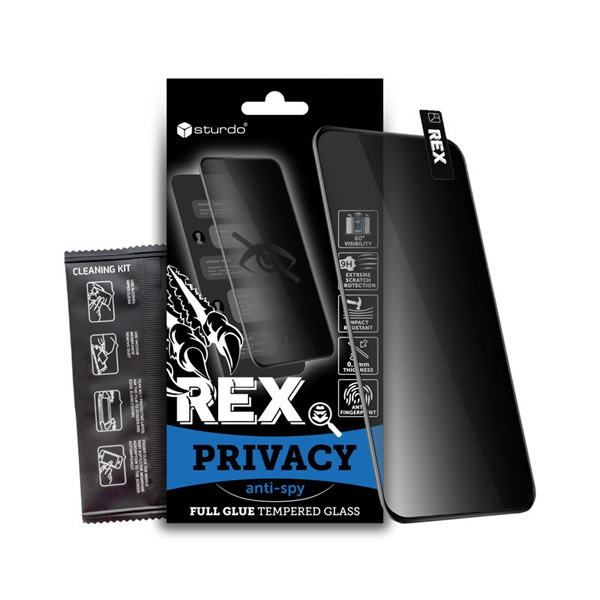 Sturdo Rex Ochranné tvrdené sklo pre Apple iPhone 13, 13 Pro privacy čierne