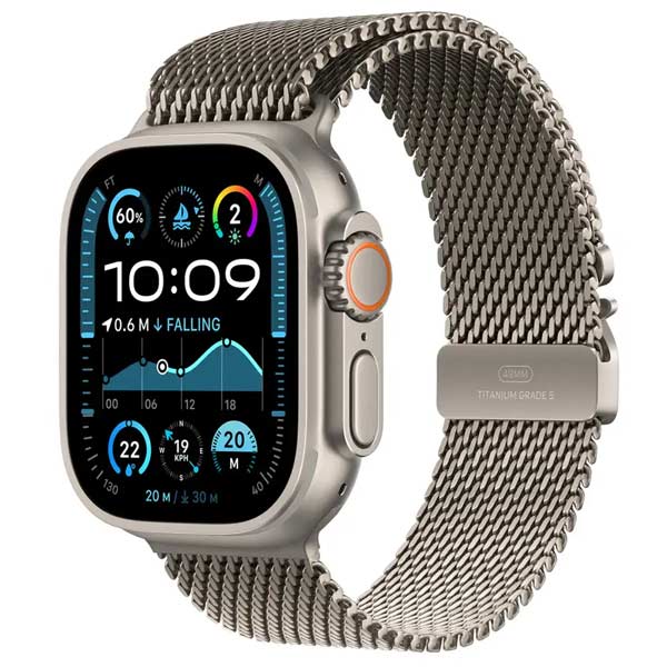 Apple Watch Ultra 2 GPS + Cellular 49mm Natural Titanium Case with Natural Titanium Milanese Loop - S