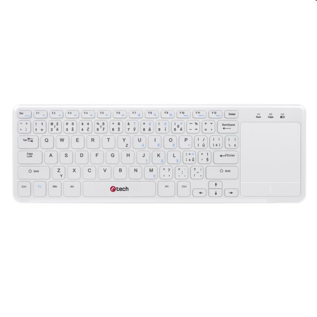 C-Tech wireless keyboard w/ touchpad, white (SK layout), vystavený, záruka 21 mesiacov