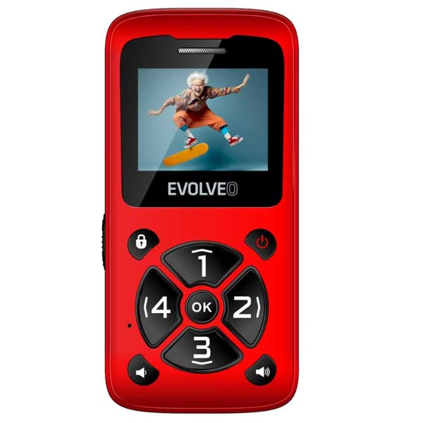 EVOLVEO EasyPhone ID, mobilný telefón pre seniorov, červený