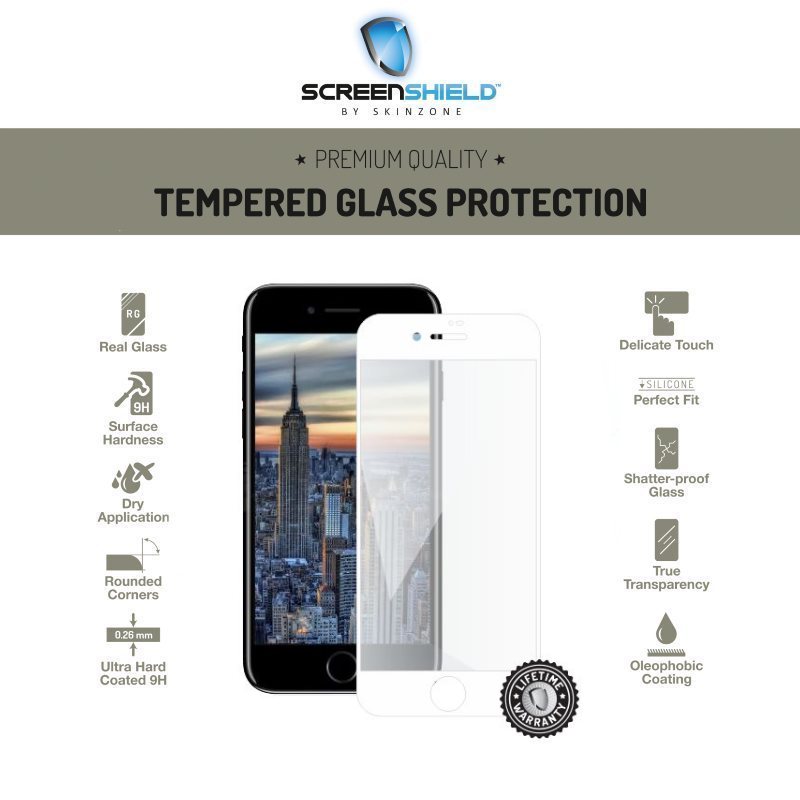 Ochranné temperované sklo Screenshield 3D pre Apple iPhone 8 Plus - Full Cover White - Doživotná záruka APP-TG3DWIPH8P-D