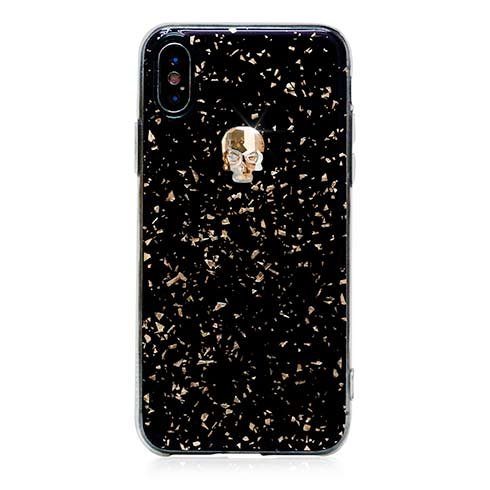 Swarovski kryt Treasure pre iPhone XS/X - Black Galaxy/Gold Skull