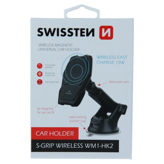 E-shop Swissten magnetický držiak do auta S-Grip WM1-HK2 s bezdrôtovým nabíjaním 65010604