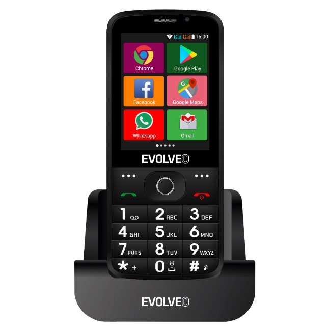 Evolveo EasyPhone AD, black + nabíjací stojan - SK distribúcia