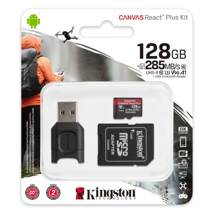 Kingston карта памяти microsdxc canvas react plus 128 гб mlpmr2 128gb