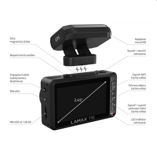 Lamax T10 4K GPS, autokamera s hlásením radarov