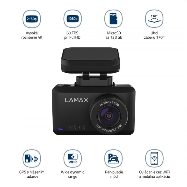 Lamax T10 4K GPS, autokamera s hlásením radarov