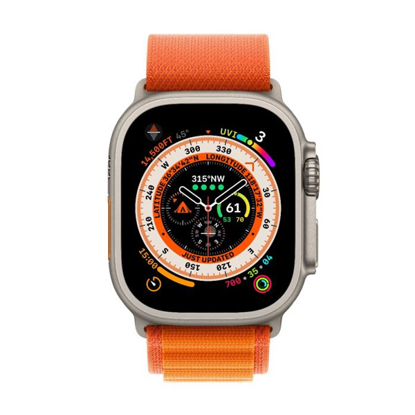 Apple Watch Ultra GPS + Cellular 49mm Titanium Case with oranžová Alpine Loop - Medium