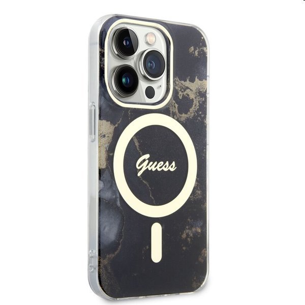 Zadný kryt Guess Marble IML MagSafe for Apple iPhone 14 Pro Max, čierna