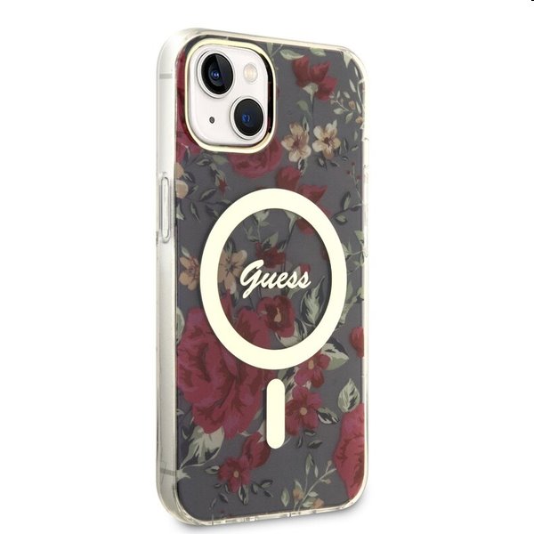 Zadný kryt Guess PC/TPU Flowers IML MagSafe for Apple iPhone 13, kaki