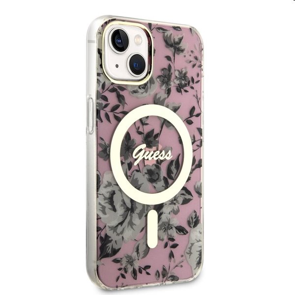 Zadný kryt Guess PC/TPU Flowers IML MagSafe for Apple iPhone 13, ružová