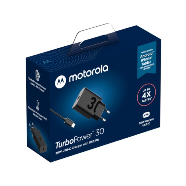 Rýchlonabíjačka Motorola TurboPower 30 W s káblom, čierna