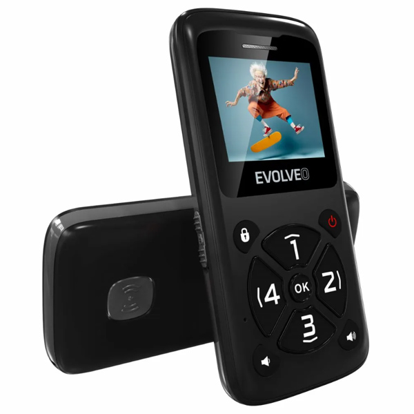 EVOLVEO EasyPhone ID, mobilný telefón pre seniorov, čierny