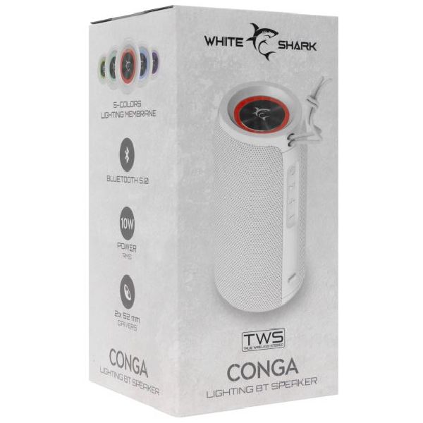 White Shark CONGA Bluetooth reproduktor, biely