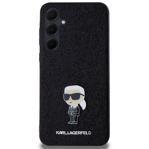 Zadný kryt Karl Lagerfeld Fixed Glitter Metal Ikonik pre Samsung Galaxy A35 5G, čierny