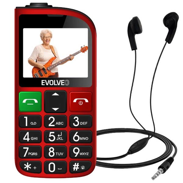 Evolveo EasyPhone FL, mobilný telefón pre seniorov s nabíjacím stojanom, červený