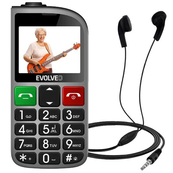 Evolveo EasyPhone FL, mobilný telefón pre seniorov s nabíjacím stojanom, strieborný