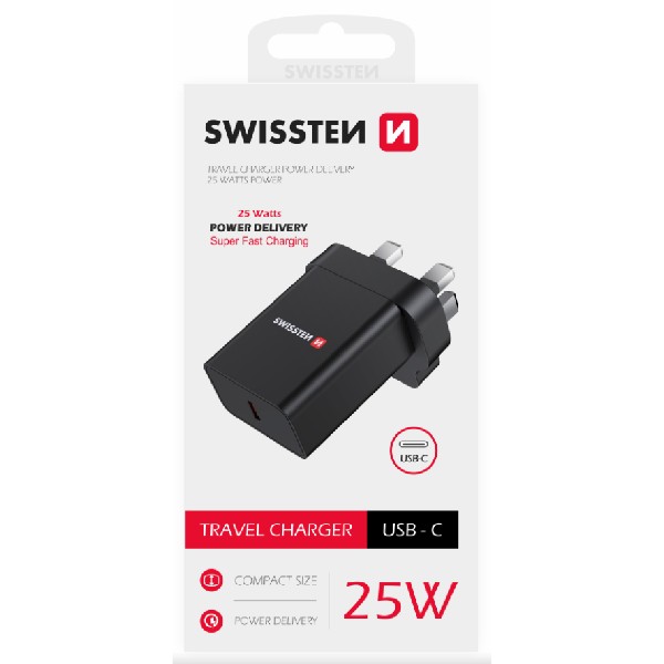 Swissten Network adapter PD 25 W, for iPhone and Samsung UK socket