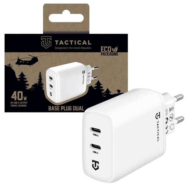 Tactical duálna nabíjačka Base Plug Dual 40 W, biela