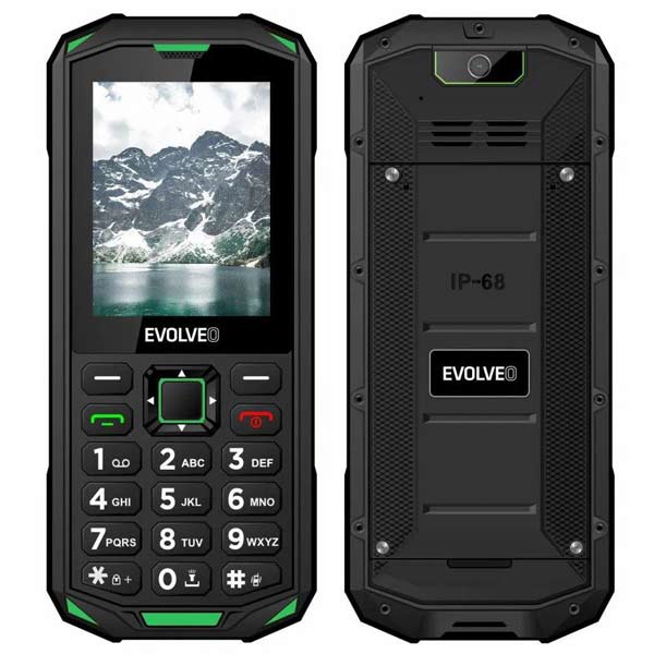 Evolveo StrongPhone X5, vodotesný odolný Dual SIM telefón, čierno-zelený