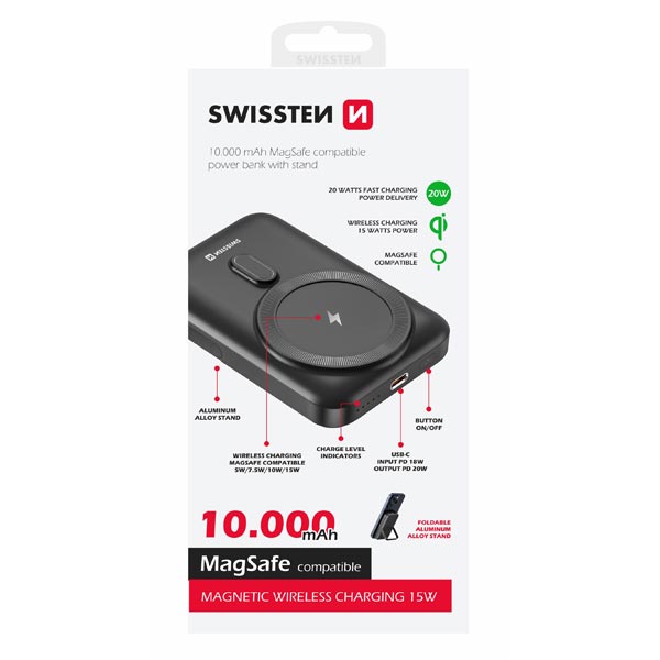 SWISSTEN Powerbanka PD 20 W 10000 mAh (kompatibilné s MagSafe)