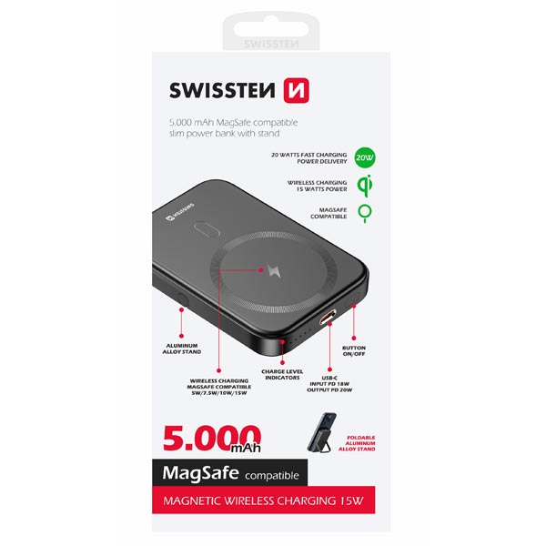 SWISSTEN Powerbanka PD 20 W 5000 mAh (compatible with MagSafe)