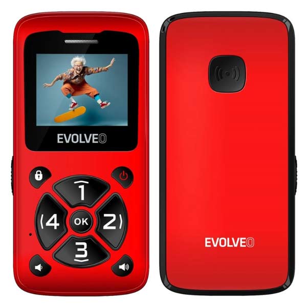 EVOLVEO EasyPhone ID, mobilný telefón pre seniorov, červený