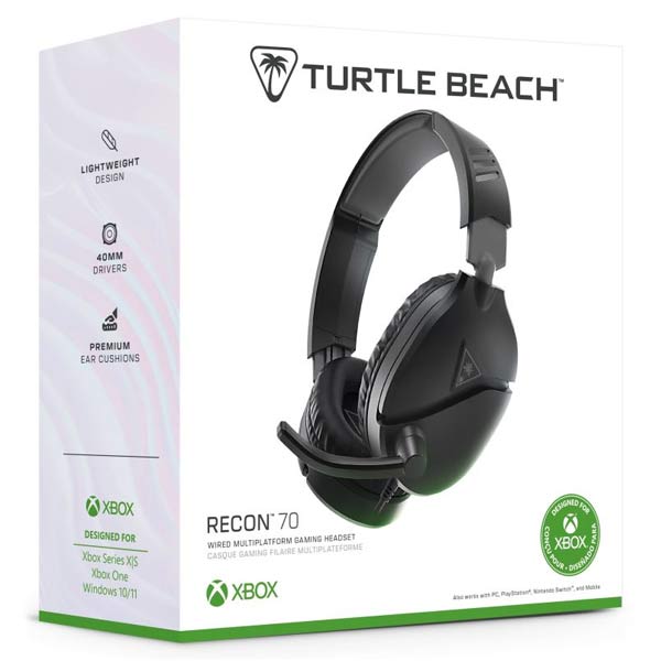 Turtle Beach herné slúchadlá RECON 70X, 3,5 mm, Xbox One/series X/S, PC/PS4/5, Nintendo, čierne