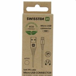 Swissten Data Cable Textile USB / Micro USB 1,2 m, biely, eco balenie | mp3.sk