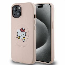 Zadný kryt Hello Kitty PU Kitty Asleep Logo MagSafe pre Apple iPhone 15, ružová foto
