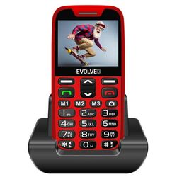 Evolveo EasyPhone XR, mobilný telefón pre seniorov s nabíjacím stojanom, červený