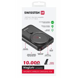 Swissten Powerbanka 20 W 10000 mAh (kompatibilný s MagSafe), PD, čierna